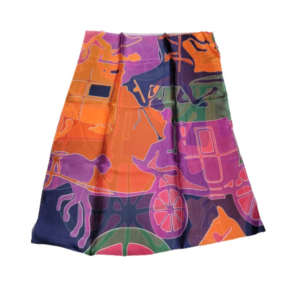 Colorful Silk Rectangular Scarf - image 5